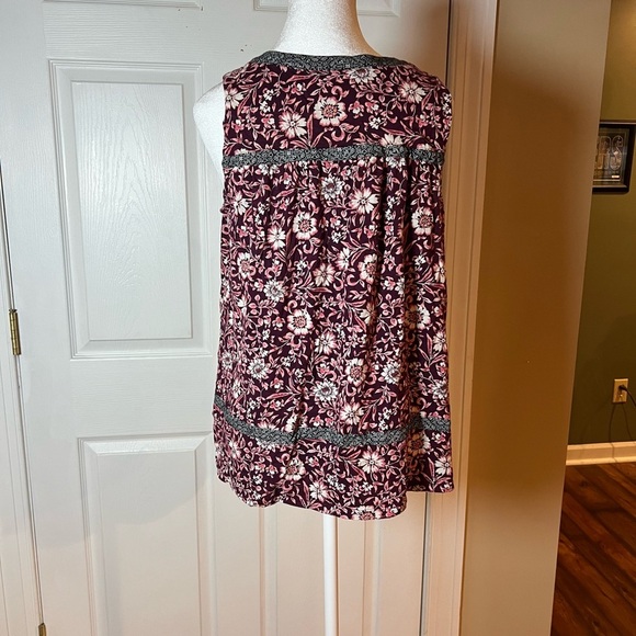 J Jill Women's Size M Boho Mixed Print Floral V Neck Tank Casual - Picture 3 of 6
